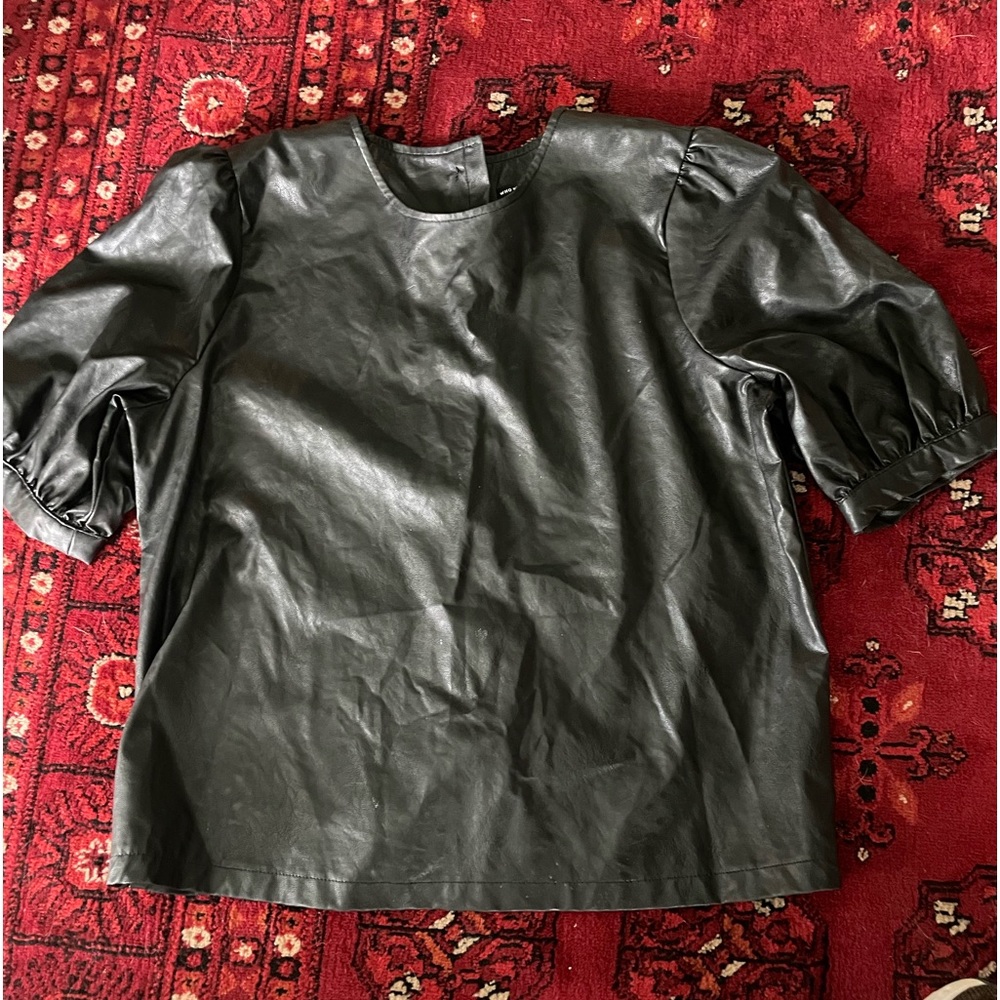 Faux Leather Blouse